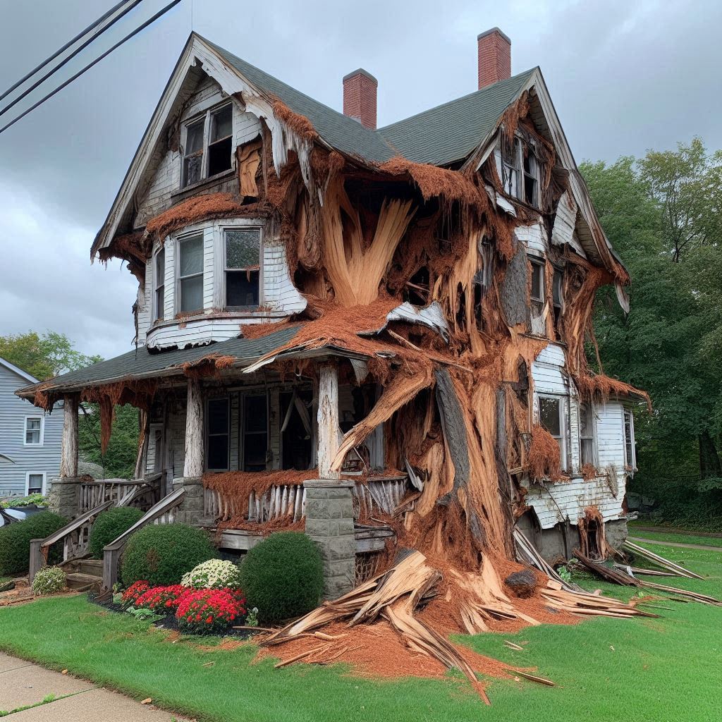 Signs Your Stanardsville Home Needs a Tree Inspection Blog Article - Tree with visible damage, including broken branches and signs of disease near an Stanardsville home